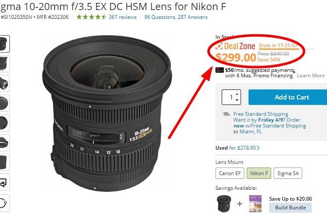 Hot: Sigma 10-20mm f/3.5 EX DC HSM Lens for $299 (Reg $649)