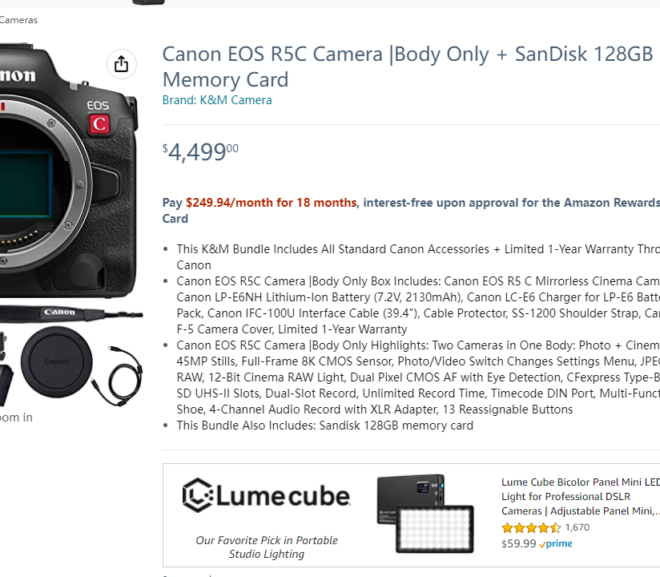 Canon EOS R5 C now in Stock at Amazon