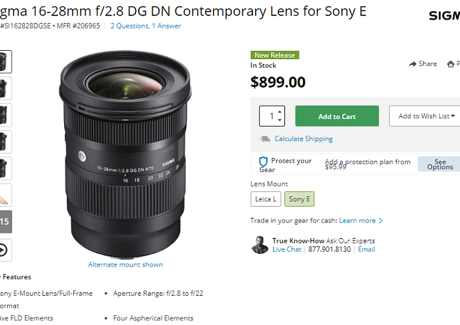 Sigma 16-28mm f/2.8 DG DN Contemporary Lens Now in Stock